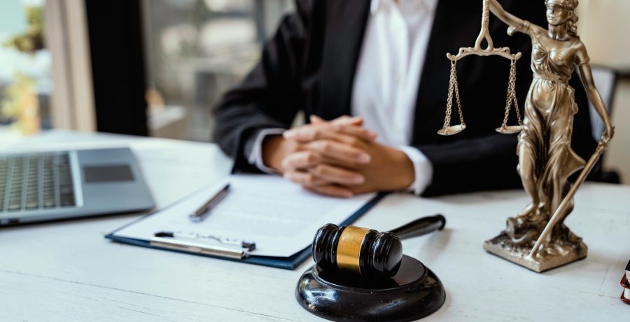 Lawyers give advice about judgment, agreements, Consultation of Businesswoman and Male lawyer or jud